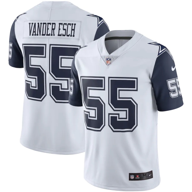 mens nike leighton vander esch dallas cowboys white color rush vapor limited jersey